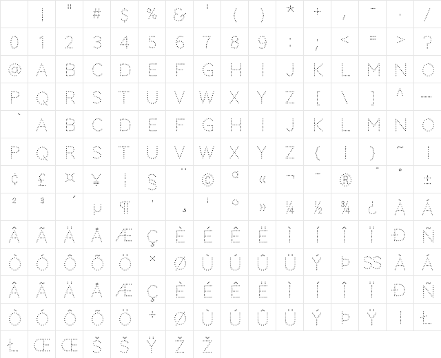 Codystar Regular Character Map