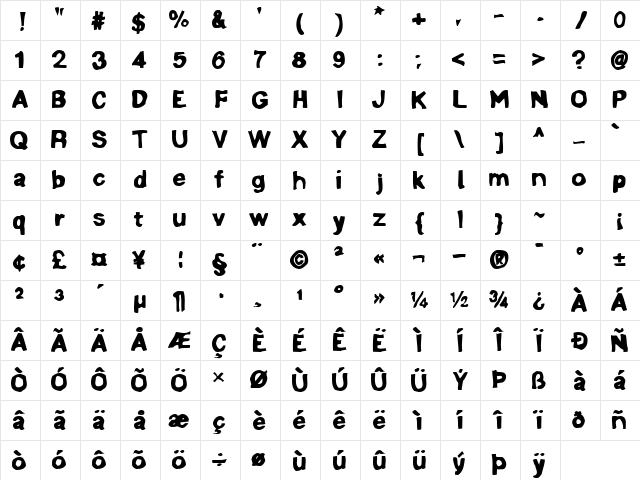 LTMineru Regular Bold Character Map