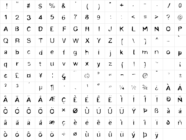 LTMineru Regular Regular Character Map