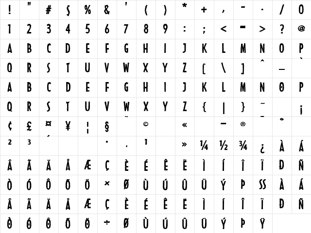 LTNordica Bold Character Map