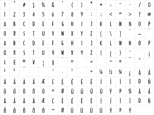 LTNordica Regular Character Map
