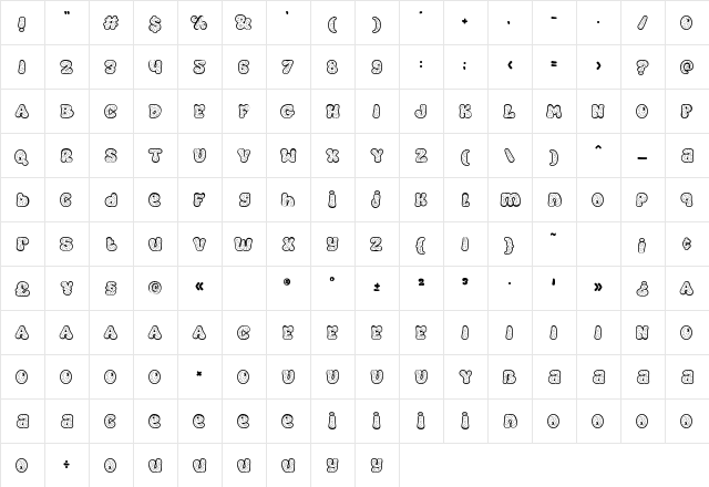 Cold Snowflake Four Regular Character Map