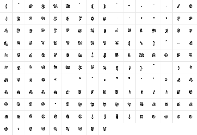 Cold Snowflake Ten Regular Character Map