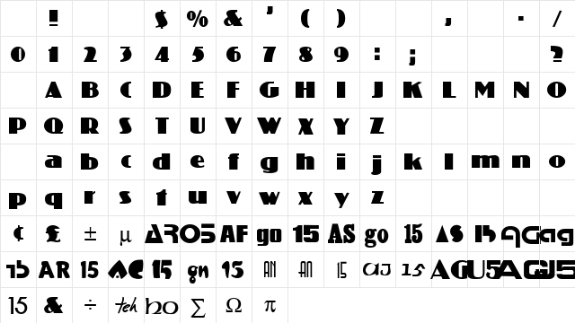 Coliseo Regular Character Map Coliseo Regular Character Map
