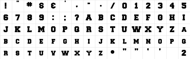 CollegeJersey Character Map