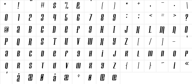 Konspiracy Theory slant Regular Character Map