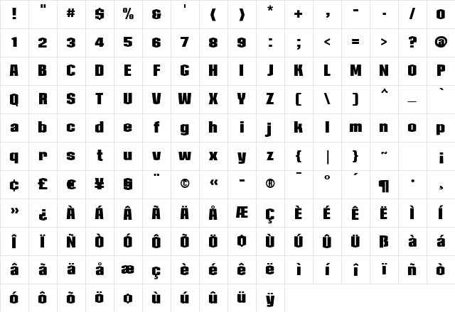 Collos Regular Character Map