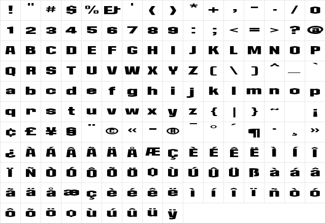 Collos Regular Character Map