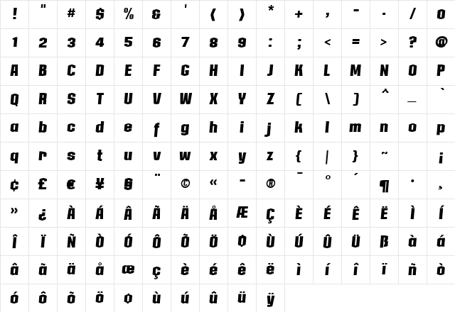 Collos Regular Character Map