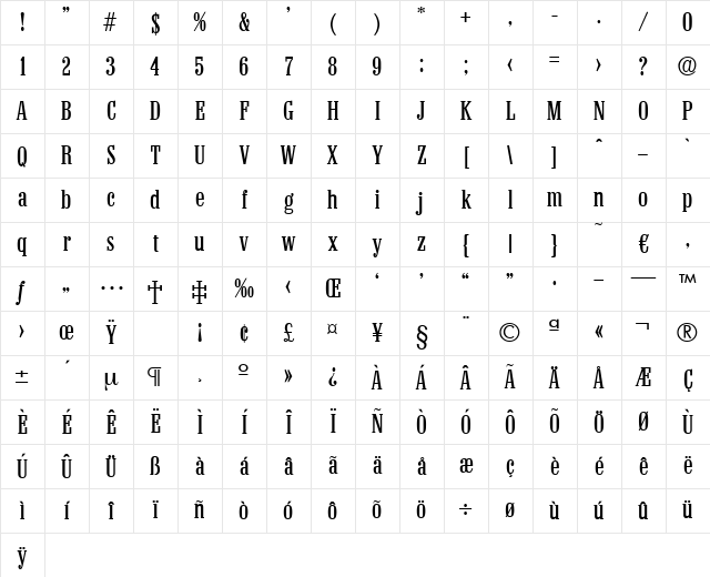 Colonel-Regular Regular Character Map