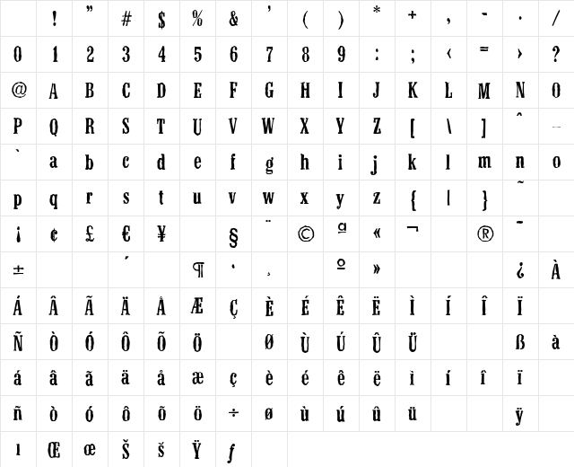 ColonelAntique-Medium Regular Character Map