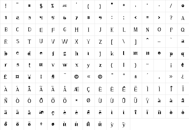COLON Regular Character Map