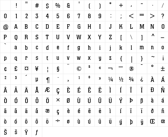 Colossalis Roman Character Map Colossalis Roman Character Map