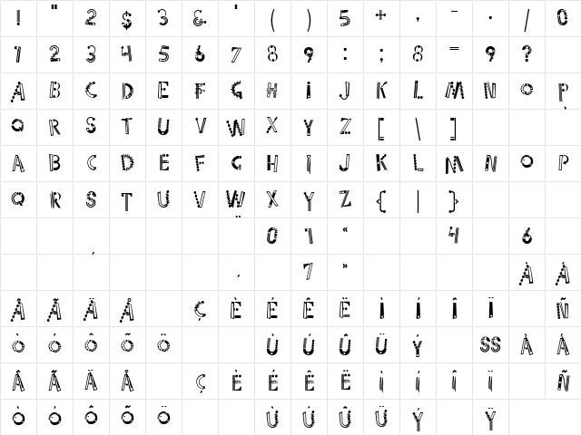 LTPartyTimeDrunk Regular Character Map