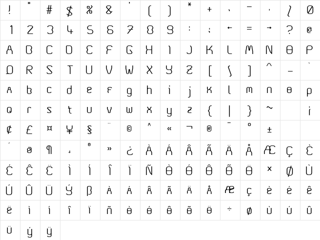 Coma01 Regular Character Map