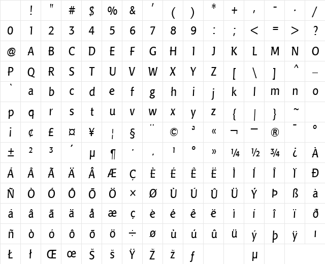 LTPisa Regular Regular Character Map