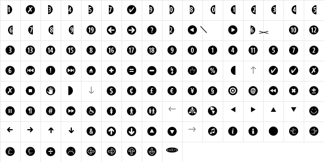 CombiNumerals Bold Character Map CombiNumerals Bold Character Map