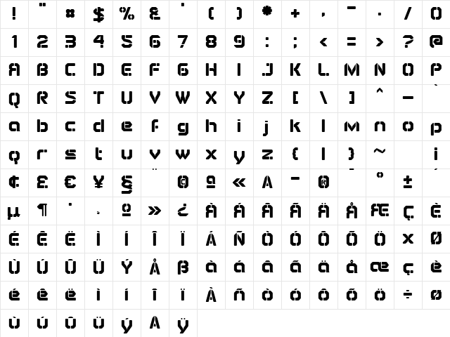 Airbrake Rounded Character Map