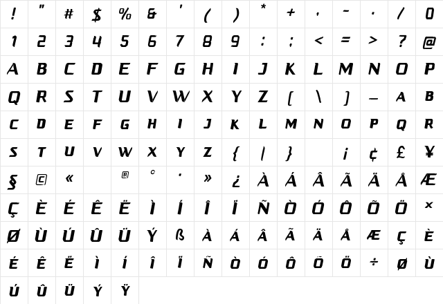 COMEBREAK Regular Character Map
