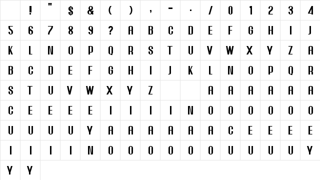 Comen Regular Character Map Comen Regular Character Map