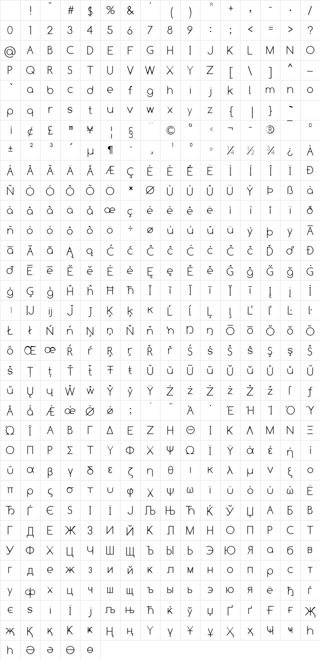 Comfortaa Thin Character Map Comfortaa Thin Character Map
