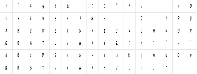 Comic Book Commando Condensed Condensed Character Map