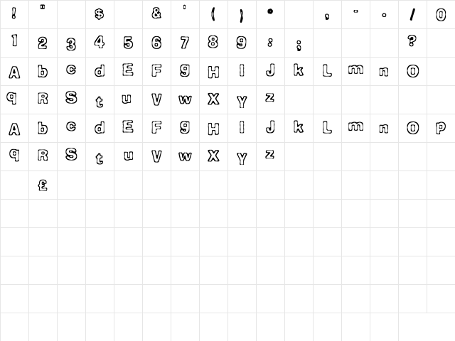Comicate Regular Character Map