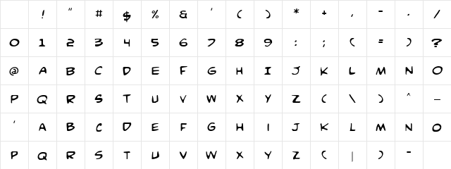 Comic Book Commando Regular Character Map Comic Book Commando Regular Character Map