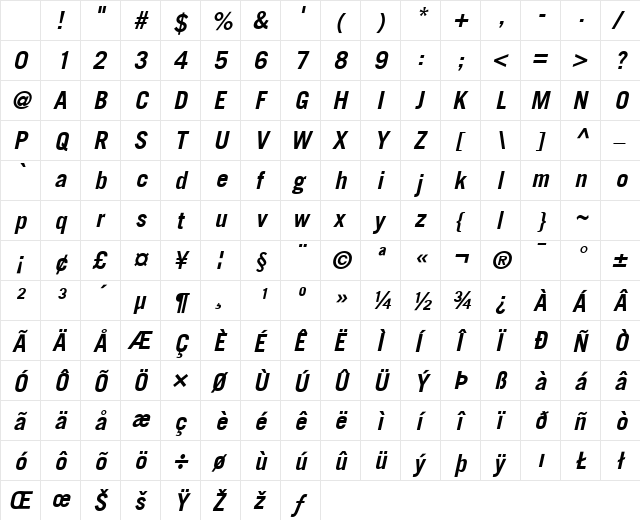 Commerce Black SSi Bold Italic Character Map Commerce Black SSi Bold Italic Character Map