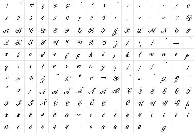 Commercial Regular Character Map Commercial Regular Character Map