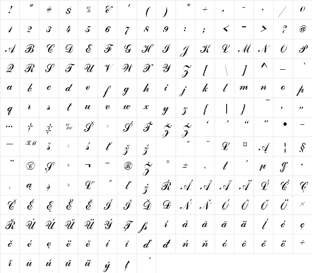 CommeScrDEE Regular Character Map