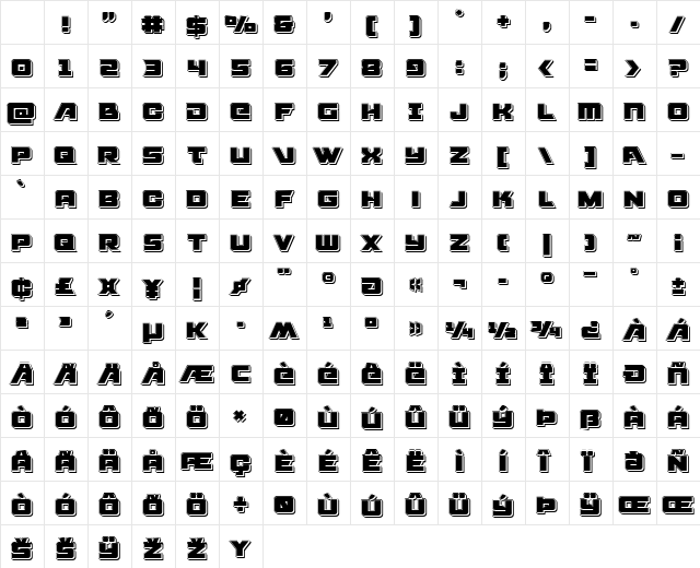Aircruiser Punch Regular Character Map Aircruiser Punch Regular Character Map