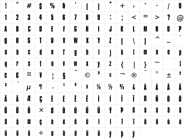Compacta HU Normal Character Map