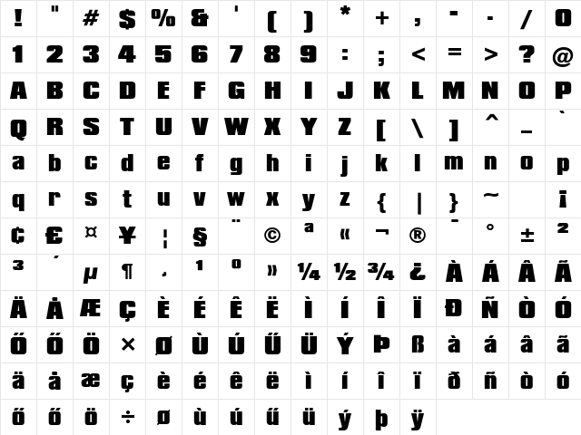 Compacta Black HU Black Character Map