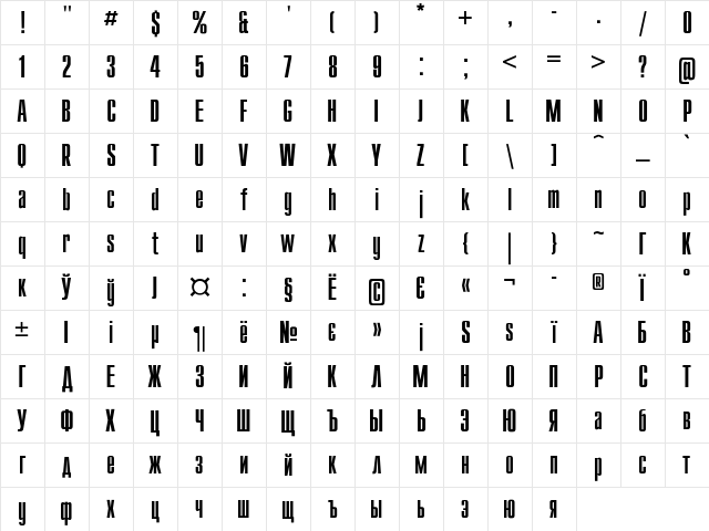 Compact Regular Character Map
