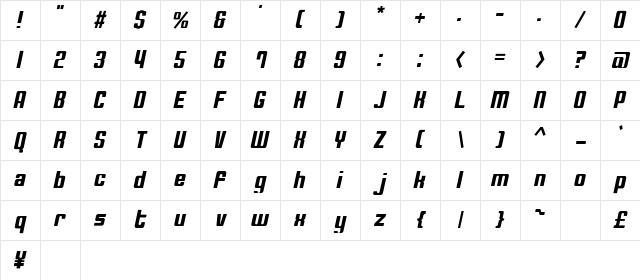 Compact20 Regular Character Map