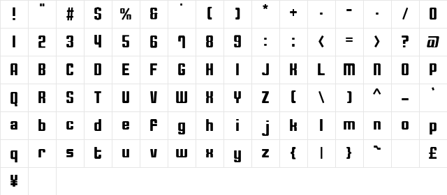 Compact20 Regular Character Map