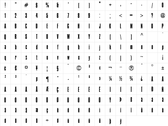 Compacta ICG Light Character Map Compacta ICG Light Character Map