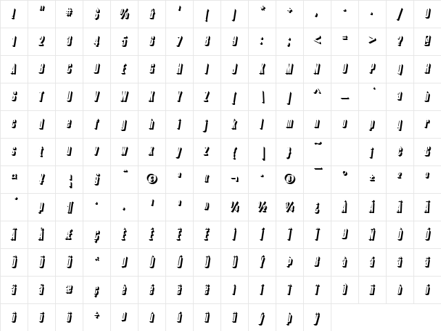CompactaOnlShaDReg Italic Character Map