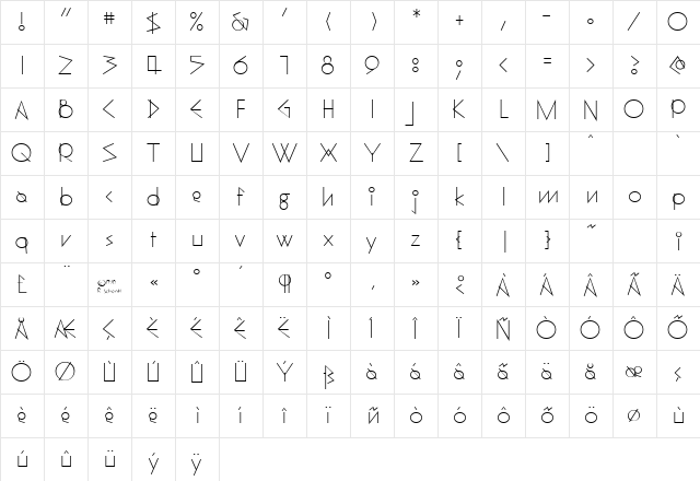CompassOne Regular Character Map