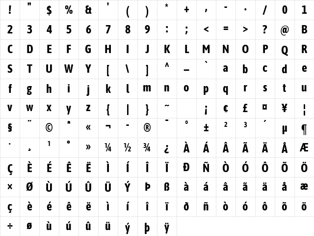 Asap Condensed Bold Character Map