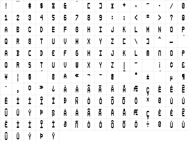 Composite Bold Character Map