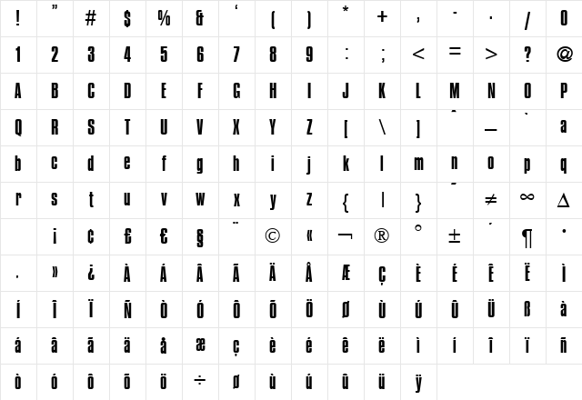 Compressed Regular Character Map