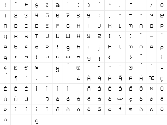 ComsatStealth Regular Character Map