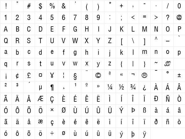 Context Condensed SSi Condensed Character Map Context Condensed SSi Condensed Character Map