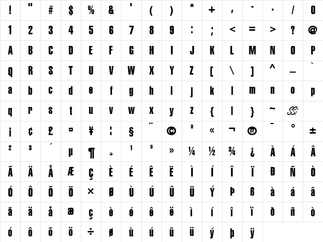 Context Extra Condensed SSi Extra Condensed Character Map