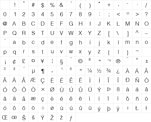 Context Light SSi Light Character Map Context Light SSi Light Character Map