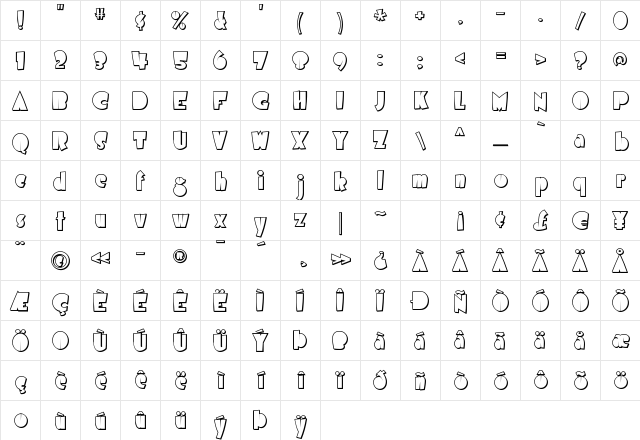 Airmole Shaded Regular Character Map