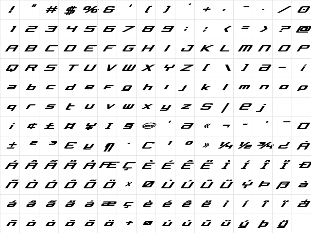 Concielian Bold Italic Bold Italic Character Map