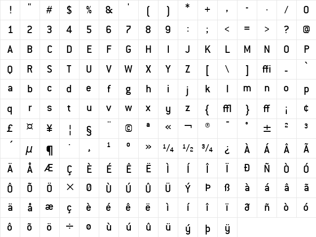 Conduit ITC Regular Character Map